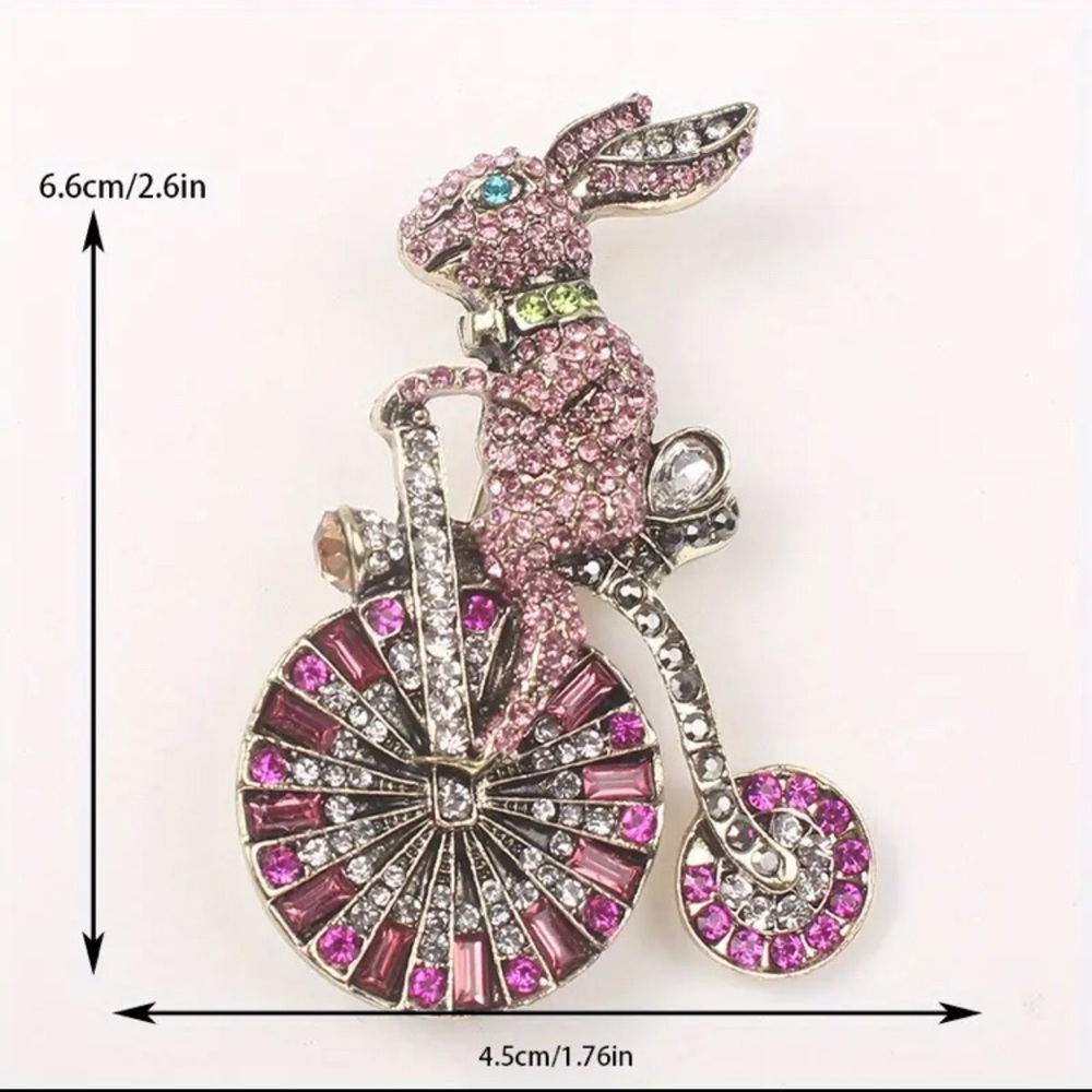 Bicycle Riding Bunny Brooch - Picture 2 of 6